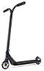 An Ethic DTC Erawan V2 Complete Stunt Scooter (M) in Neochrome, known for its sleek design, showcases a T-shaped handlebar, vivid holographic wheel cores, and a textured deck for grip. Featuring IHC compression, the scooter is presented against a plain white background.