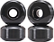 The Essentials 53mm 95A Skateboard Wheels in black, featuring a glossy finish and aligned pairs, offer exceptional handling. The visible holes in the center make attachment easy, ensuring a smooth ride every time.