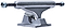 Close-up of an Essentials Silver Skateboard Truck, part of a 133mm pair, featuring its aluminium hanger with a metallic finish. The truck includes 90A bushings, a kingpin, and an axle—key components for attaching wheels to the skateboard deck to ensure smooth steering and maneuverability.