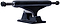 The Essentials Black Skateboard Truck, featuring a sleek 144mm aluminum hanger and polished metal axles, comes equipped with durable 90A bushings and is showcased against a plain white background.