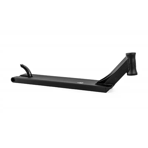 The Ethic DTC Pandora Black Stunt Scooter Deck, measuring 5.1" x 20.5", showcases a sleek, minimalist design ideal for street scootering. Its curved tail, cylindrical headtube, and smooth surface make this deck compatible with the 12 STD standard and perfect for freestyle enthusiasts pursuing peak performance.