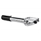 The Ethic DTC Legion V2 IHC Stunt Scooter Forks in Raw Silver feature a black axle bolt and cap, and are designed for mounting the front wheel of a freestyle scooter, compatible with 120mm wheels.