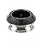The Ethic DTC Osmose Silicone Integrated Stunt Scooter Headset in black, featuring the brand logo and "ORACLE" text on its silver section, is designed for durability and smooth rotation. Perfect for upgrading scooter assemblies, it complements the Osmose Silicone for optimal performance.