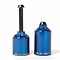 A pair of Ethic DTC Steel Stunt Scooter Pegs - Blue, ideal for street riding, includes one peg with a bolt for easy installation. Each peg displays the text "ethic dtc steel pegs" at the bottom.