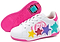 Breezy Rollers Splash Shoes - White / Pink by Breezy Rollers feature a patented single-wheel system in each heel, vibrant star designs on the sides, and pink soles.