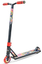 The Madd Gear MG 2 Obsidian Complete Stunt Scooter - Frenzy features red grips and wheels, a black frame, and a vibrant, psychedelic swirl deck design—making this Madd Gear (MGP) scooter an eye-catching choice for stunt scooter fans.