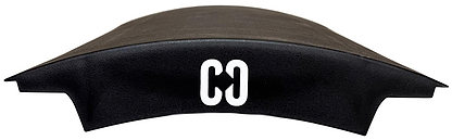 The CORE Mini Wave Bridge Connector by CORE is a black, curved ramp with a white "CO" logo, perfect for upgrading your skate setup as a wave ramp.