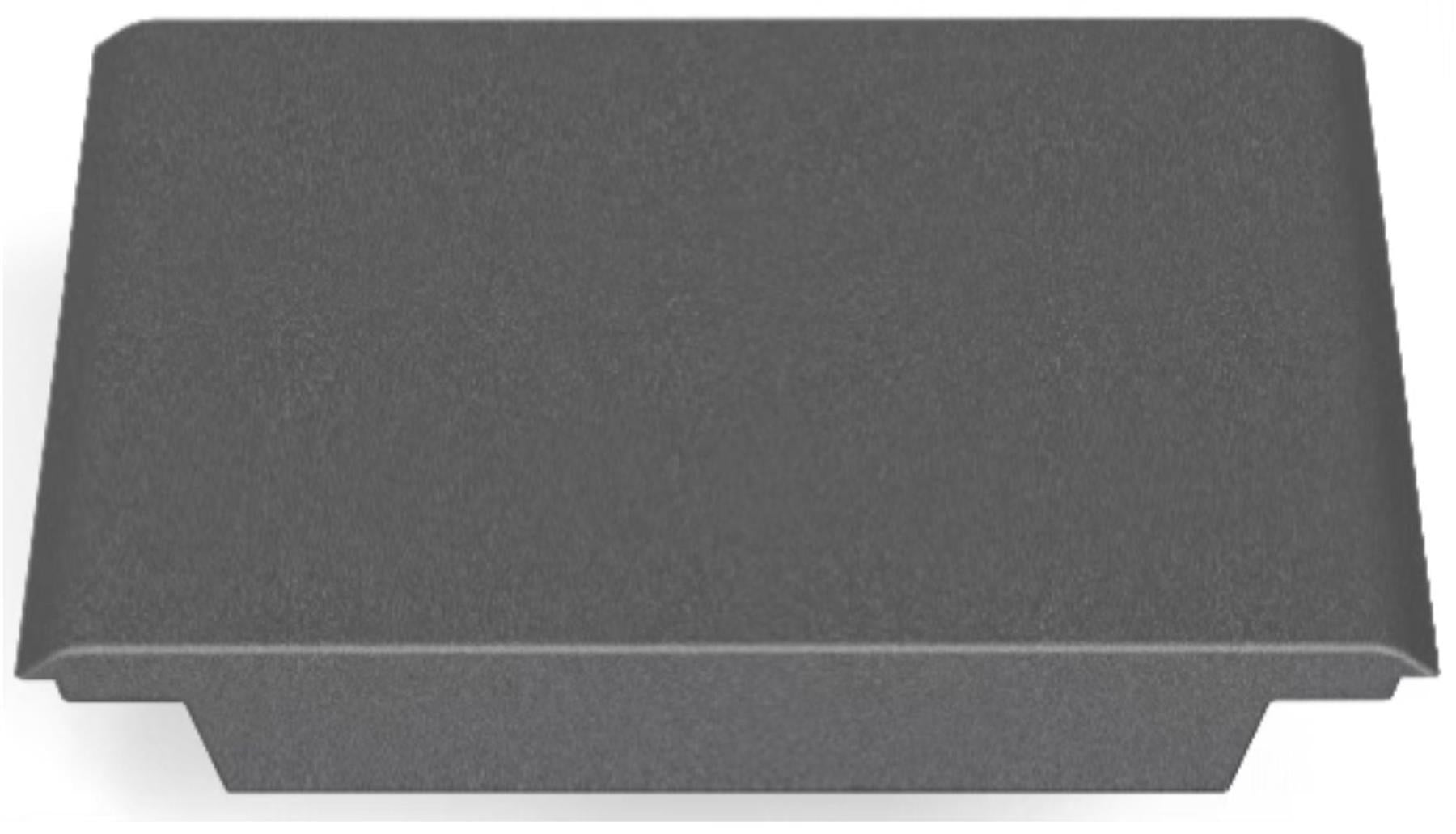 A rectangular, flat, dark gray metal ingot with slightly curved edges and a smooth surface is shown against a white background—perfect as the CORE Mini Funbox Connector by CORE for ramp setups or driveway use.