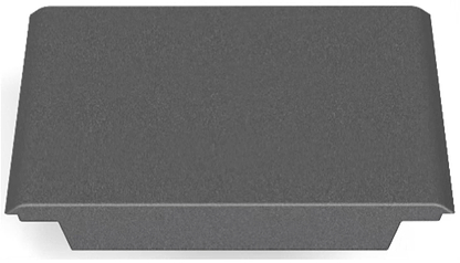 A rectangular, flat, dark gray metal ingot with slightly curved edges and a smooth surface is shown against a white background—perfect as the CORE Mini Funbox Connector by CORE for ramp setups or driveway use.