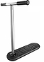 The INDO 570mm Indoor Trampoline Stunt Scooter in black features a T-shaped handlebar and a footrest with shoe tread patterns, specially designed for jumping and balance exercises to enhance your riding skills like a trampoline scooter.
