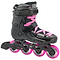 The FR Skates FRW 80 Women's Inline Skates in black and pink are ideal for freeride enthusiasts. These skates boast a sleek black design highlighted with pink wheels and laces, alongside premium FR liners that provide high ankle support. The adjustable straps add to the exceptional comfort and style these skates offer for your ride.