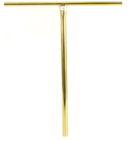 A gold squeegee with a T-shaped design, reminiscent of Logic Streetz Steel Standard IHC Stunt Scooter T-Bars. The horizontal bar holds the rubber blade for cleaning, while the vertical handle provides grip. The squeegee is positioned against a plain white background.
