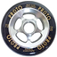 A close-up of the Proto Gripper 110mm Stunt Scooter Wheel showcases a sleek metal core with a black outer ring. The wheel features "PROTO," "BUFF Core Technology," "110 mm," and "Performance Urethane" elegantly printed in gold. This high-performance scooter wheel is expertly crafted in the USA for superior quality.