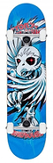 The Birdhouse Stage 1 Hawk Spiral Blue Complete Skateboard, measuring 7.75" x 31.25", showcases a stylized bird with outstretched wings and a red eye against its vibrant blue deck. It combines beginner-friendliness with professional quality and features bold "Tony Hawk" and "Birdhouse" lettering for dynamic appeal.