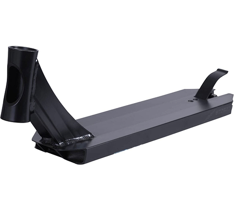 The Revolution Storm Jake Taylor Signature Stunt Scooter Deck, measuring 4.7" x 19", is a park rider's dream with its sleek black metal design, integrated headset tube, and rear brake attachment. This lightweight deck from Revolution is perfect for freestyle or stunt scooters.