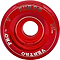 Red Ventro Pro Turbo Quad 83A roller skate wheel by Ventro, featuring white text with a 61.5mm x 35mm size and "83A" durometer hardness rating, viewed from above to show the central hub opening—ideal as replacement wheels for quad roller skates.