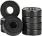 Eight Ventro Ceramic ABEC 11 Black Bearings from Ventro are arranged with six stacked vertically and two leaning against the stack. The bearing faces display engraved markings, including "ABEC-11" and "608RS," emphasizing their high-performance ABEC 11 rating and standard 608 size design. The scene is set against a plain white background.