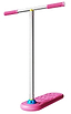 The INDO Pro Indoor Trampoline Stunt Scooter in Pink Pop, by the brand INDO, is designed with a flat, wide base and T-shaped handles to enhance balance and jumping. It's perfect for pro-level riders aiming to elevate their skills with style.