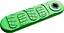 An INDO X70 Trampoline Scooter Deck called Green Gravity by INDO, featuring a green elongated design with a circular opening on one end and textured patterns resembling footprints.