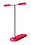 The INDO 570mm Indoor Trampoline Stunt Scooter - Red Rocker features a sturdy handle and footrest, ideal for jumping and balance exercises, akin to performing tricks on a trampoline scooter. The metal frame showcases vibrant red grips and a contrasting white foot platform.