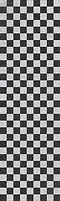 The Jessup Original 9" Skateboard Griptape - Checker, in black and white, creates an optical illusion reminiscent of grip-art. The checker pattern is expertly arranged to produce a wobbling effect with lines that appear to bend and shift vertically, delivering the secure hold associated with Jessup griptape.