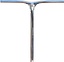 The CORE SL2 Aluminium IHC Stunt Scooter Bars, measuring 620mm x 620mm, boast a sleek chrome T-shaped handlebar with a subtle logo at its center. Its polished surface captures and reflects light beautifully against the plain white background, making it an ideal complement for any aluminium stunt scooter due to its IHC compression compatibility.