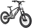 The Revvi 18" Kids Electric Balance Bike in black offers a sporty design ideal for off-road cycling adventures. It comes with large off-road tyres, hydraulic disc brakes, a sturdy frame, and front suspension, all while prominently featuring the Revvi branding on the frame.