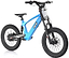 The Revvi 18" Kids Electric Balance Bike in blue, crafted by Revvi, offers a sleek design with advanced hydraulic disc brakes to ensure smooth and efficient stopping power for easy riding.