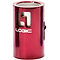 The Logic V2 4 Bolt Oversized SCS Stunt Scooter Clamp in red features a cylindrical metal design with "LOGIC" printed in white and a stylized "L1" logo cut out. This lightweight clamp is CNC machined, includes a side hole with a bolt, and boasts a sleek, polished finish.
