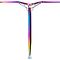 Logic Axis Aluminium Oversized SCS Stunt Scooter Bars by Logic, Neochrome finish (610mm x 610mm), feature a metallic rainbow color, T-shaped design, lightweight aluminum construction, and central support bar against a white background.