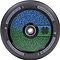 Introducing the Lucky Lunar 120mm Stunt Scooter Wheel - Maze, showcasing a vibrant design with intricate green and blue patterns on a black outer rim. At its center is a clover symbol, emphasizing the Lucky Rebound Technology. The wheel features the text “LUNAR,” “LUCKY,” and detailed specifications along its edge—ideal for creative scooter builds.