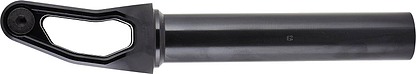 Introducing the Tilt Rigid SCS/HIC Stunt Scooter Forks in black, a sleek cylindrical design crafted with precision from lightweight T6 aluminium. It features an angular offset clamp at one end, ensuring secure attachment to your scooter.