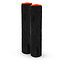 These Madd Gear MGP MFX Viral Grind Black Stunt Scooter Grips - 180mm are black cylindrical accessories with red caps, crafted from a durable TPR compound, reflecting the quality preferred by Madd Gear pro riders.
