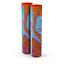 The Madd Gear (MGP) MFX Viral Grind Stunt Scooter Grips showcase a lively, psychedelic pattern with hues of orange, blue, pink, and purple. These 180mm cylindrical grips feature intricate maze-like designs capped in red and are made from durable TPR compound. They stand out beautifully against a plain white background—ideal for pro riders looking for flair and resilience.