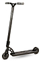 The Madd Gear MGP VX Origin II Extreme Complete Stunt Scooter - Black is tailor-made for advanced riders, featuring premium components like a black T-shaped handlebar with intricate grip designs. Its sleek deck is adorned with detailed patterns and supported by two small wheels, all set against a white background.