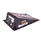 The Rampage Single Mini Launch Skate Ramp is ideal for both skating and scootering. It comes with a label providing safety information and warnings. With gently sloping inclines and a textured surface, this black mini ramp ensures optimal performance.