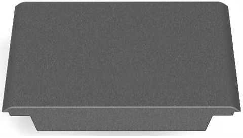 A gray, rectangular plastic cover with a smooth, slightly raised top and flared edges, resembling the CORE Mini Funbox Ramp Set – 2 Kickers & Flat Deck by CORE, viewed from an angle showing both the top and one side.