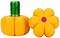 This delightful toy set is inspired by the Moxi Brake Petal Roller Skate Toe Stops - Yellow Daisy. It features two pieces: a pumpkin-shaped toy with a green threaded top and a yellow, flower-shaped toy with a red center, designed to mimic bolts and nuts for children's play, promising both fun and creativity.