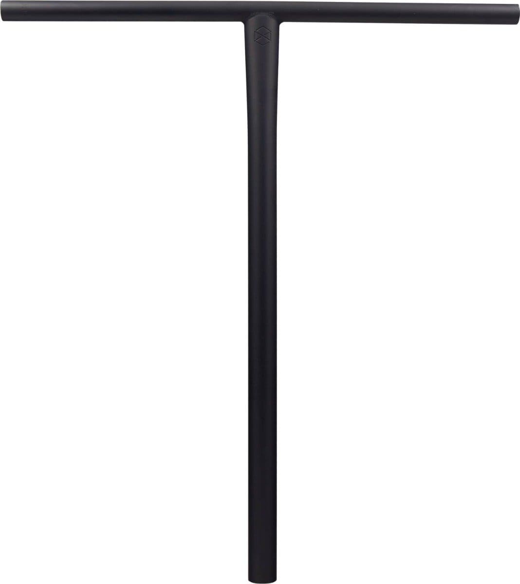 Introducing the Native Stem Steel Standard SCS Stunt Scooter Bars in black, measuring 510mm x 559mm. These handlebars feature a sleek T-bar design with a smooth finish and are crafted from heat-treated Chromoly. Both simple and sturdy, they are the perfect choice for any scooter enthusiast.
