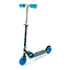 The Ozbozz Nebulus Foldable Kids Kick Scooter features a blue and black design with two wheels, adjustable handlebars, foam grips, and a textured foot deck. It includes a convenient folding mechanism for easy storage.