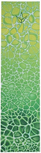 A yoga mat featuring a mosaic pattern that transitions from yellow at the top to green at the bottom, inspired by the vivid design of the Blunt Envy Neuron Stunt Scooter Griptape - Green. Near the top center, there is a small crane illustration.