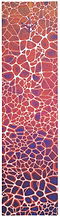 Abstract artwork showcasing a mosaic pattern of irregular, interconnected shapes, reminiscent of the Blunt Envy Neuron Stunt Scooter Griptape. The composition transitions from vibrant red and pink at the top to deep purple and blue at the bottom, resulting in a breathtaking gradient effect.
