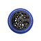 This CORE-designed Oath Scooter Wheel Eraser in blue features a circular shape with a geometric black core pattern, perfect for scooter enthusiasts. The rim of the eraser is adorned with phrases such as "Bermuda," "One Hundred Ten," and "Oath," giving it a technical and sleek appearance.