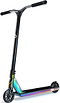 The Lucky Covenant 2022 Complete Stunt Scooter in Oil Slick Neochrome features a striking design with a black handlebar and an iridescent deck that echoes the sleek aesthetic of the iconic model. It sports black wheels and grips, while prominently showcasing its logo and branding on the deck. Its modern and stylish appearance makes it ideal for any enthusiast.