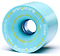 A blue Orangatang 4President 70mm 77A longboard wheel features "Orangatang," "made in California," and "4President" in yellow and white text. The wheel’s durometer, along with other dimensions and specifications, is displayed in smaller text.