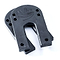 A pair of Paris V2 Black Longboard Riser Pads, each featuring a unique wavy logo design and multiple mounting holes, are stacked together. Designed to enhance performance and provide increased clearance between the deck and wheels, these 1/8" black plastic riser pads are ideal for skateboards or similar vehicles like the Paris Truck.