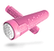 A pink silicone grip by INDO, featuring a textured finish with white accents, showcases a sleek cylindrical shape and an embossed wave design for enhanced control. It’s positioned diagonally with another similar grip partly visible in the background.