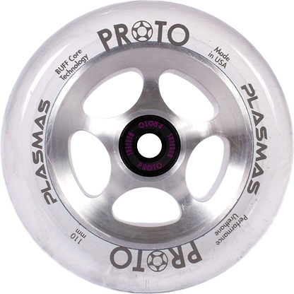 A close-up of the Proto Plasma 110mm Stunt Scooter Wheel - Starlight highlights the precision engineering that enhances durability and performance.