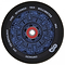 The Infinity Polynesian 110mm Stunt Scooter Wheel in blue showcases an intricate design and includes ABEC 9 bearings to deliver smooth performance for your stunt scooter.