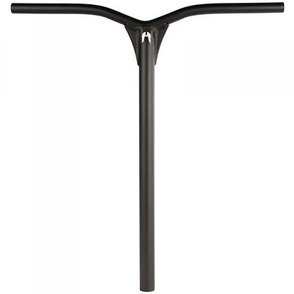 Displayed against a plain white background, the Ethic DTC Dryade 62 Aluminium ICS/IHC Stunt Scooter Bars - Black 620mm x 580mm presents a sleek crossbar design and central joint at the base, making it an ideal match for lightweight scooter components to enhance precision and style.